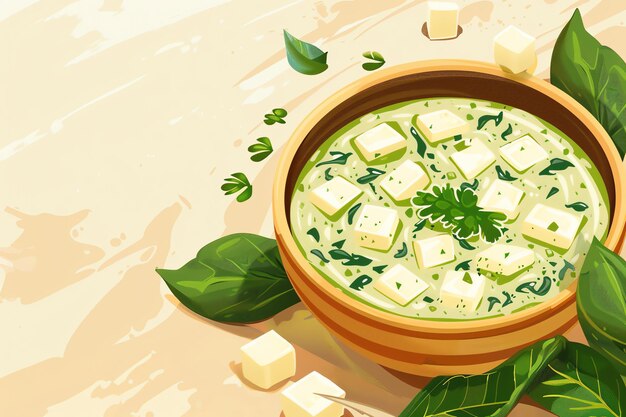 Palak Paneer indian illustration background