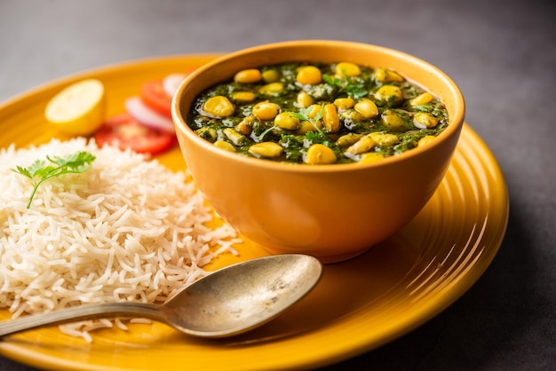 Palak sweet corn sabzi also known as Spinach Makai curry sabji north Indian main course menu