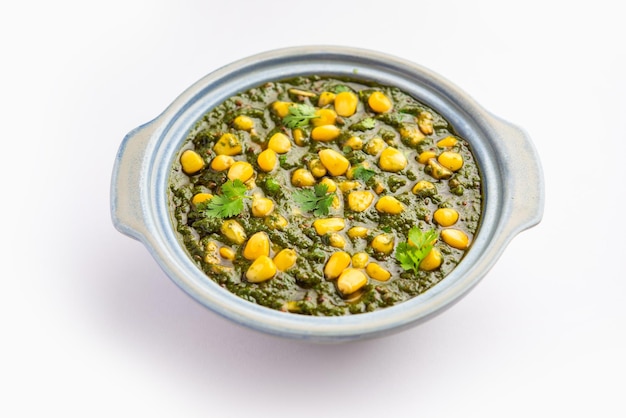 Palak sweet corn sabzi also known as Spinach Makai curry sabji north Indian main course menu