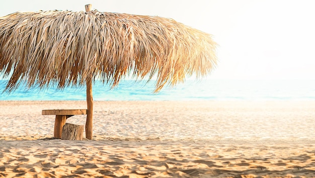 Palapa sun roof beach umbrella in Caribbean