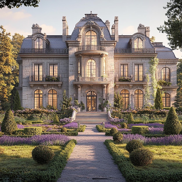 Photo palatial french countryside stone chateau