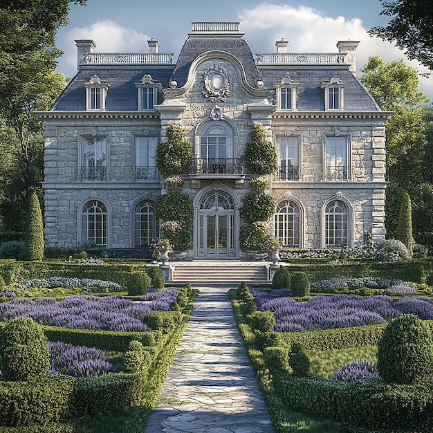 Photo palatial french countryside stone chateau