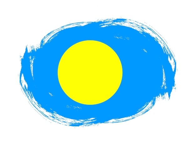 Palau flag in rounded stroke brush background