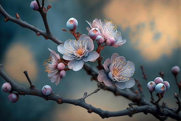 Pale blue plum blossom