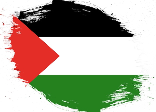 Palestine flag on distressed grunge brush background