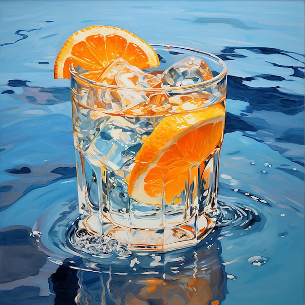 Palette knife painting of orange water