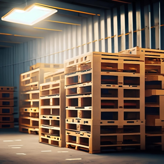 Pallets in a warehouse logistic concept