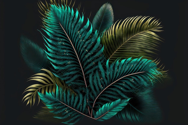 Palm foliage exotic jungle botanical design element