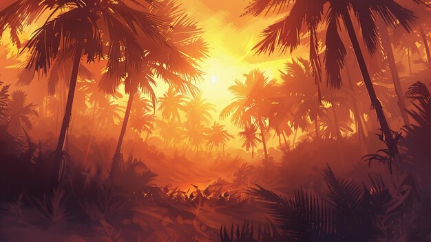 Palm landscape background