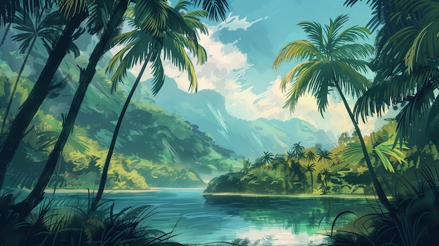 Palm landscape background