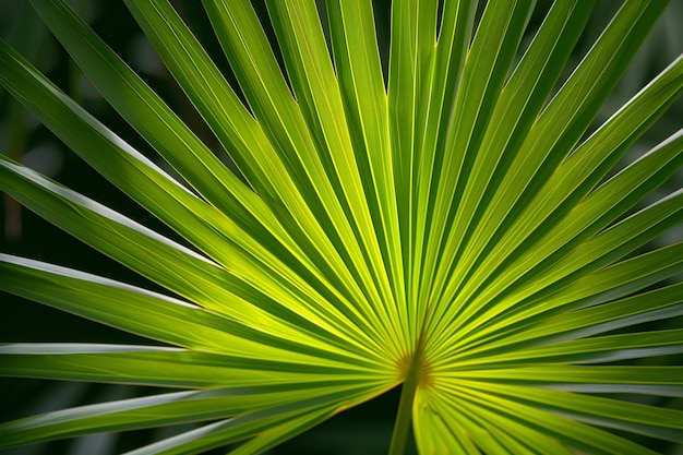 Palm leaf closeup Natural green background Selective focus