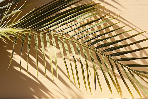 Palm leaf shadow on a beige surface