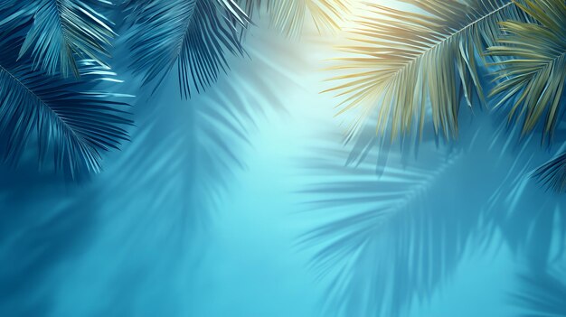 Palm leaf shadows on a blue background