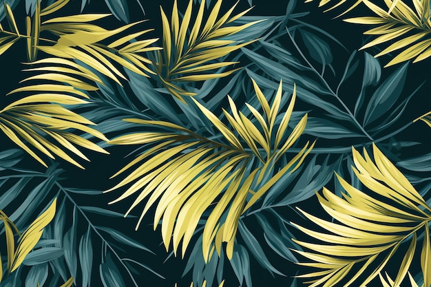 Palm leaves green tropical pattern leaves seamless background