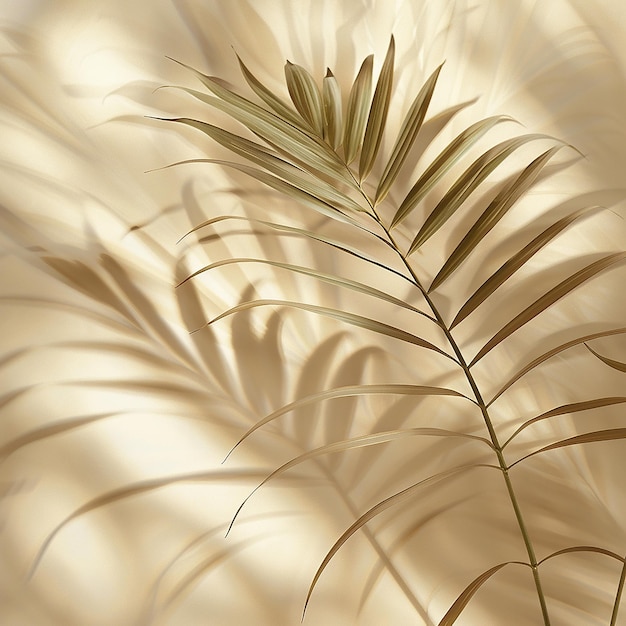 Photo palm leaves and its shadow on light color background generated by ai