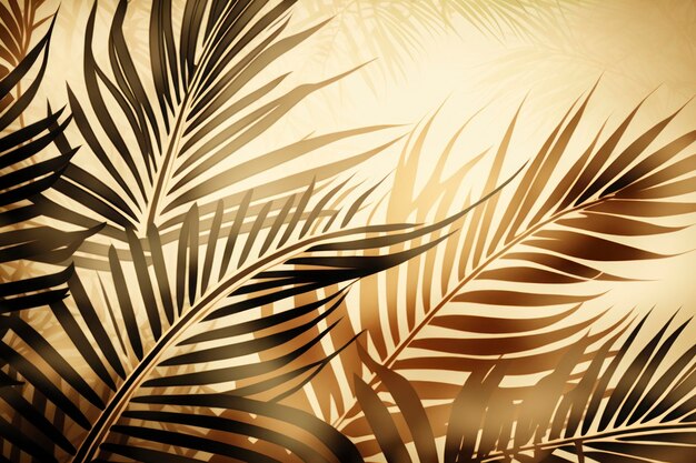 Photo palm leaves on a light brown background with 90 transparency