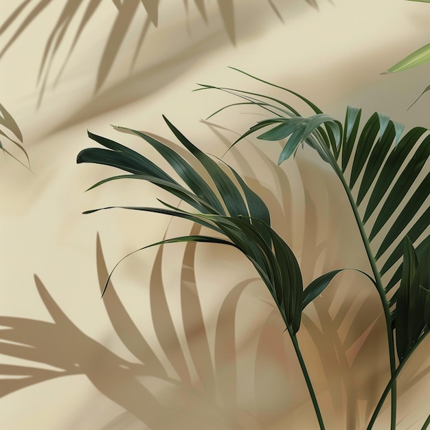 Palm Leaves Shadow on Beige Background