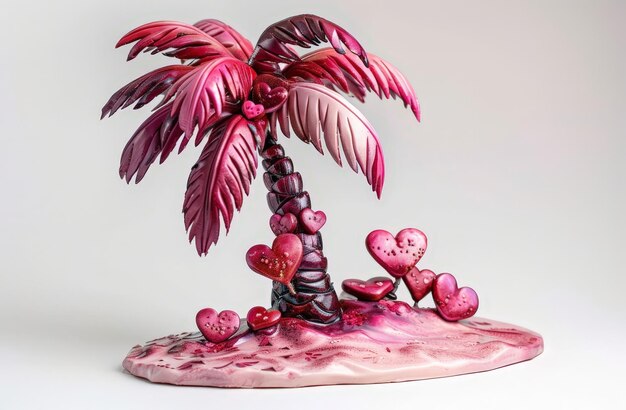 Photo palm tree cake topper with heart decorations