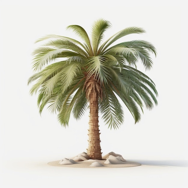 Palm Tree Coconut Tree Cartoon Creative Colorful Green White Background