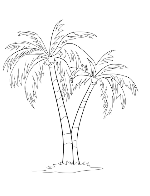 Palm Tree coloring page Summer vacation conception