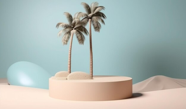 A palm tree on a desert island