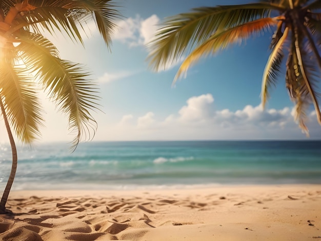 a Palm tree is on the beach in front of the sun