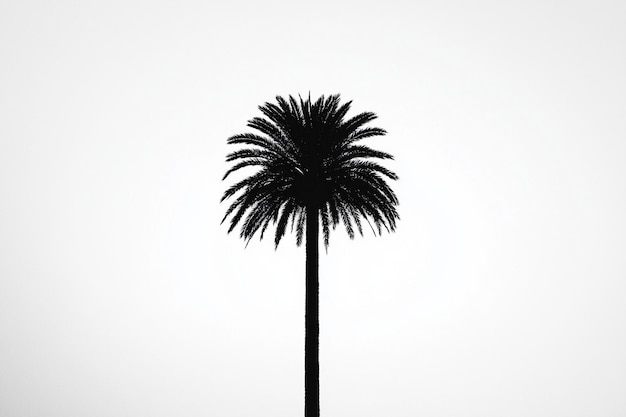 Photo a palm tree is silhouetted against a white background