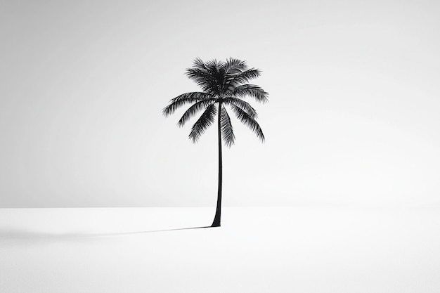 Photo a palm tree is standing in the middle of a white background