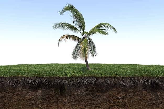 palm tree isolated on white background, 3D illustration, cg render