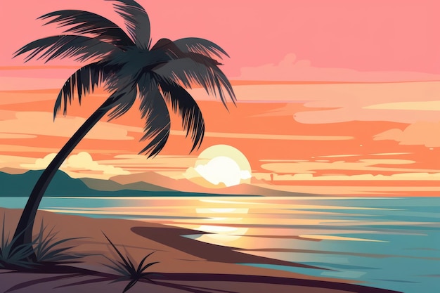 Palm tree landscape outdoors sunset