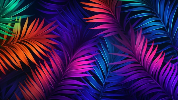 Palm tree leaf night club background tropical night