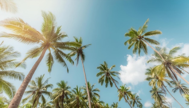 Palm Tree Paradise Sunlight Filtering Through Leaves Against Blue Sky