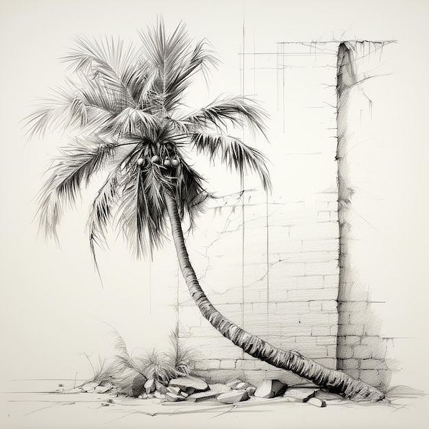 Palm tree pencil sketch