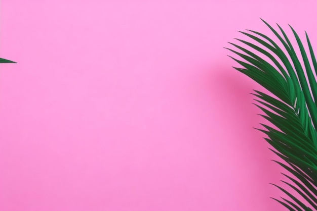 Palm tree on a pink background. copy space.