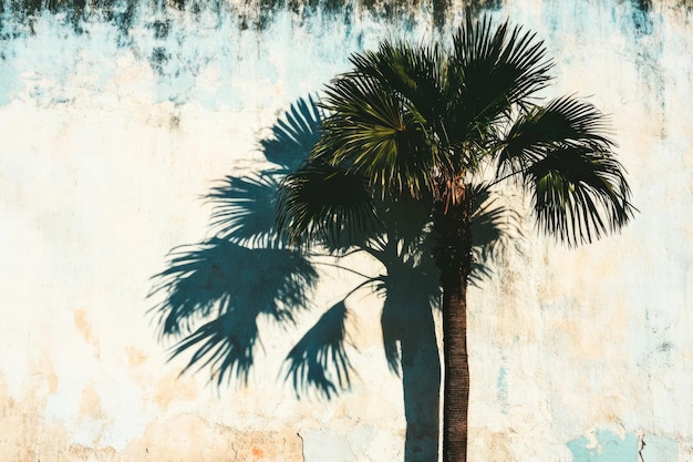 Photo palm tree shadow on wall