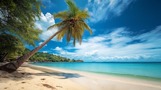 Palm tree on the tropical beach nature sea ocean