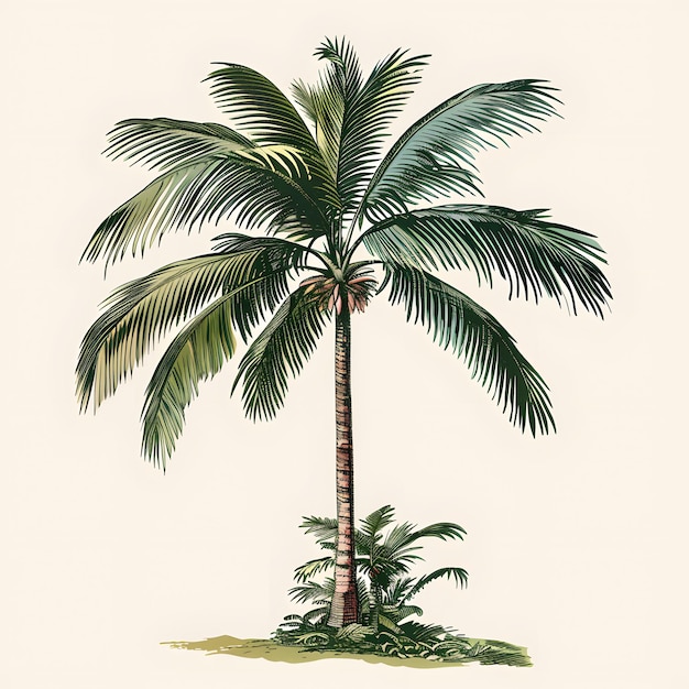 palm tree tropical illustration vintage style isolated on white background