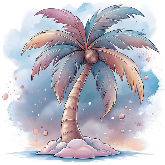 Palm tree watercolor wall art illustration