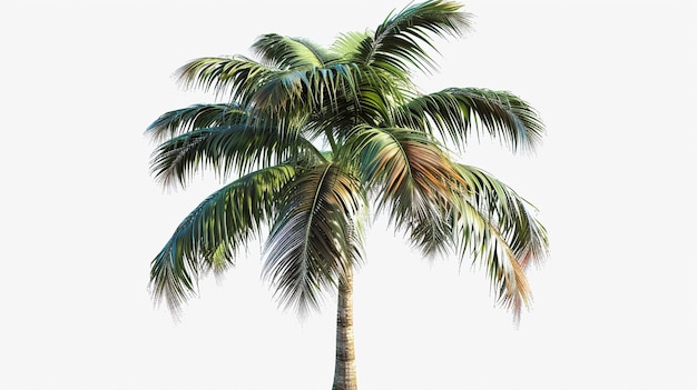 a palm tree with green leaves and a white background