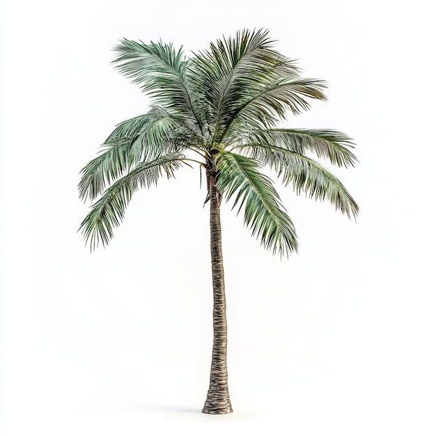 Photo a palm tree with green leaves and a white background