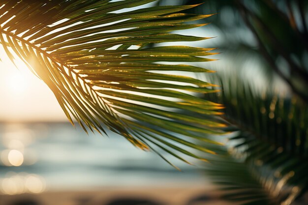 a palm tree with the sun shining through the leaves.