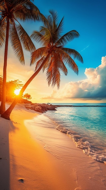 Palm trees on the beach wallpaper