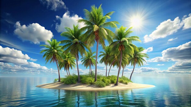 Photo palm trees on a beach with sun shining through