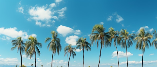 Palm trees under a blue sky with clouds Generative AI