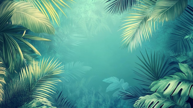 palm trees in the water with a tropical background