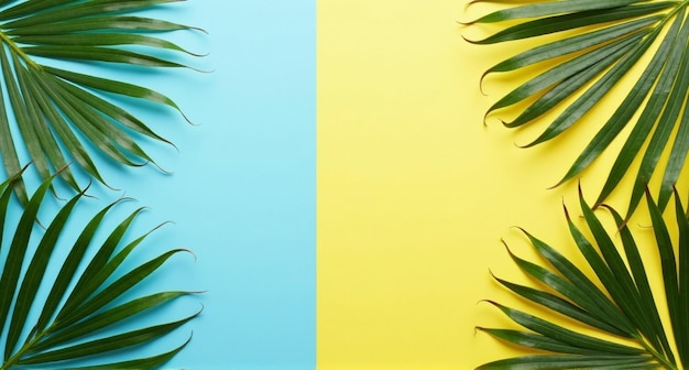 Photo palm trees on a yellow background with palm trees