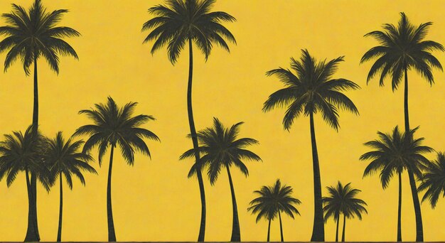 Photo palm trees on a yellow background with a yellow background