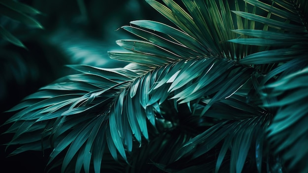 Palms in Detail A Closeup of Lush Green Foliage Generative ai