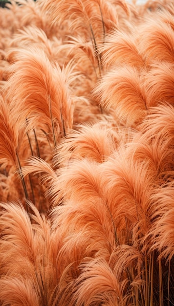 Pampas Grass Growing in a Palette of Peachy Tones