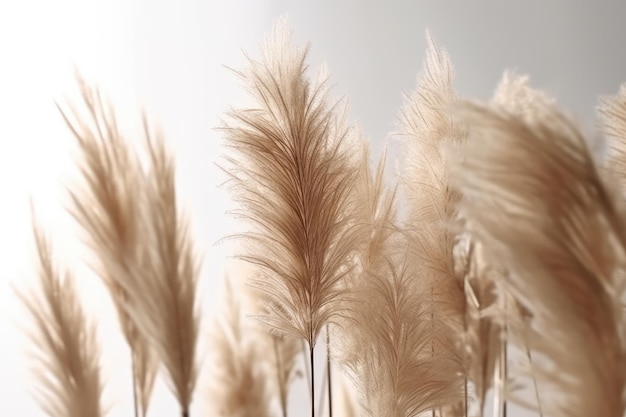 Pampas grass in interior on white background closeup Generative AI